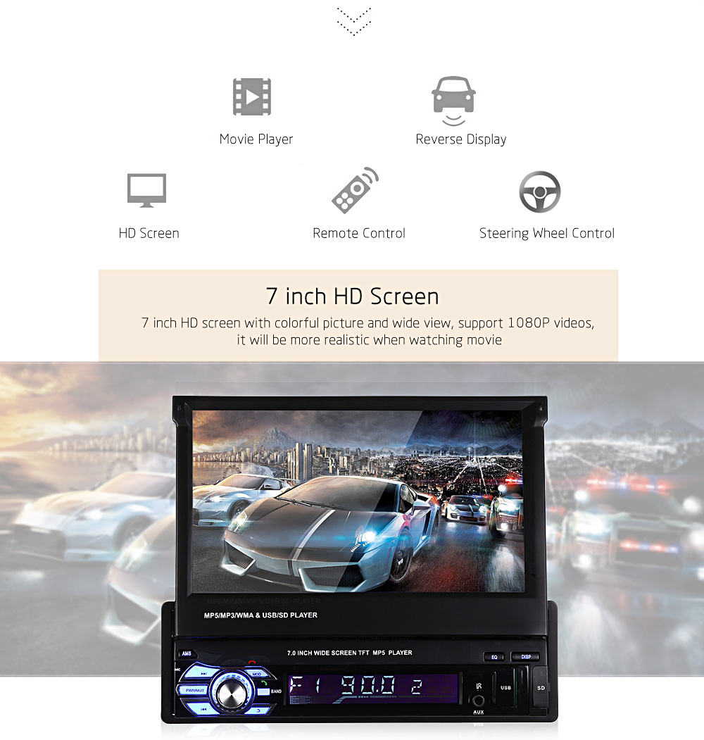 RM - GW9601 7.0 inch TFT LCD Screen MP5 Car Multimedia Player with Bluetooth FM Radio 