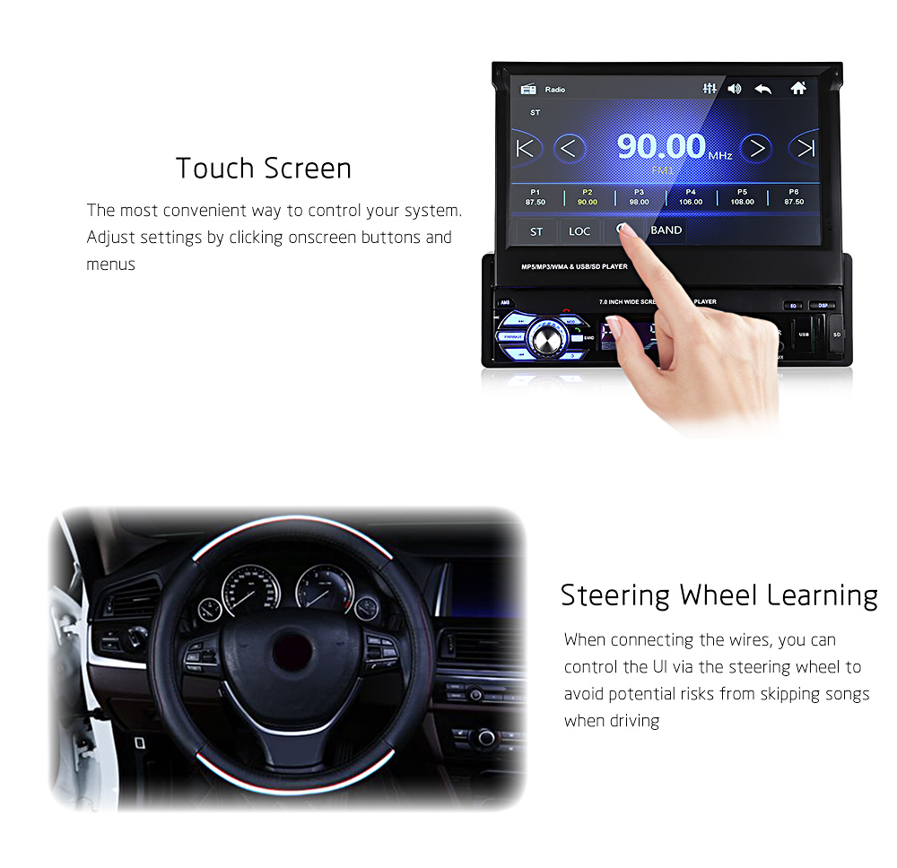 RM - GW9601 7.0 inch TFT LCD Screen MP5 Car Multimedia Player with Bluetooth FM Radio 