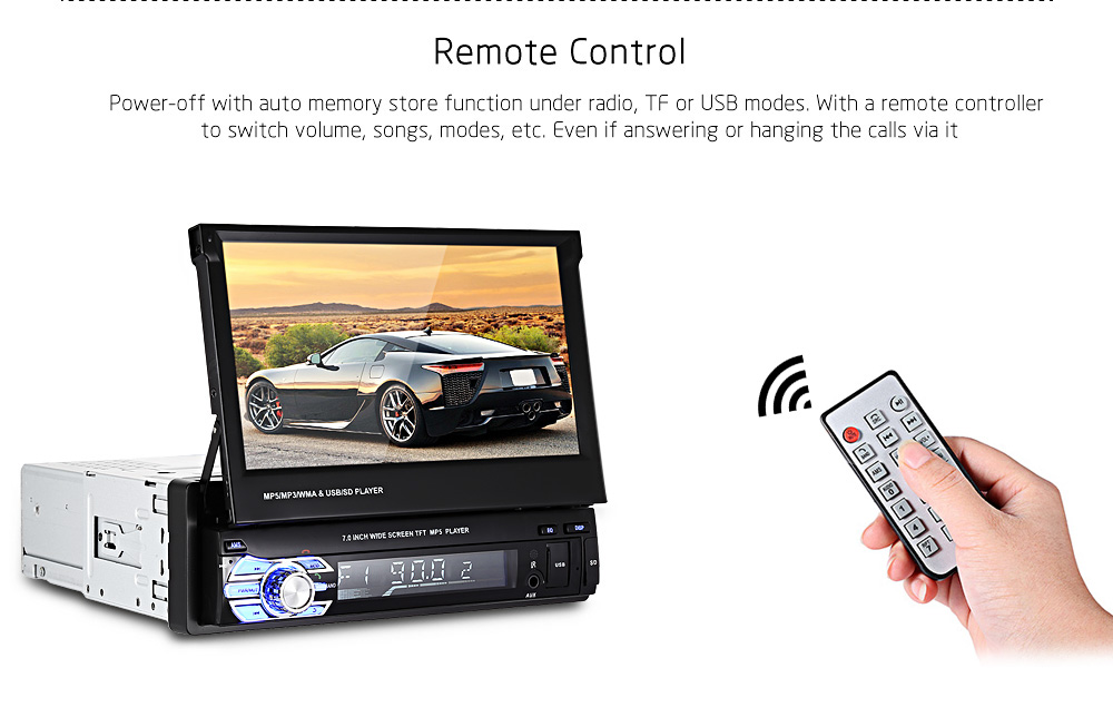 RM - GW9601 7.0 inch TFT LCD Screen MP5 Car Multimedia Player with Bluetooth FM Radio 