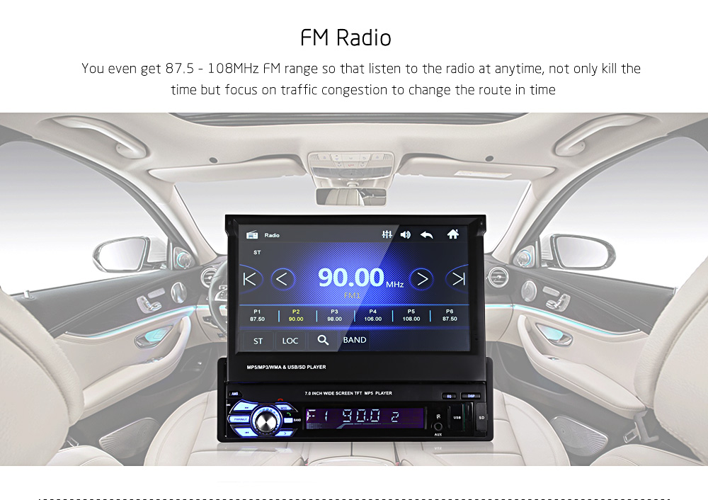 RM - GW9601 7.0 inch TFT LCD Screen MP5 Car Multimedia Player with Bluetooth FM Radio 