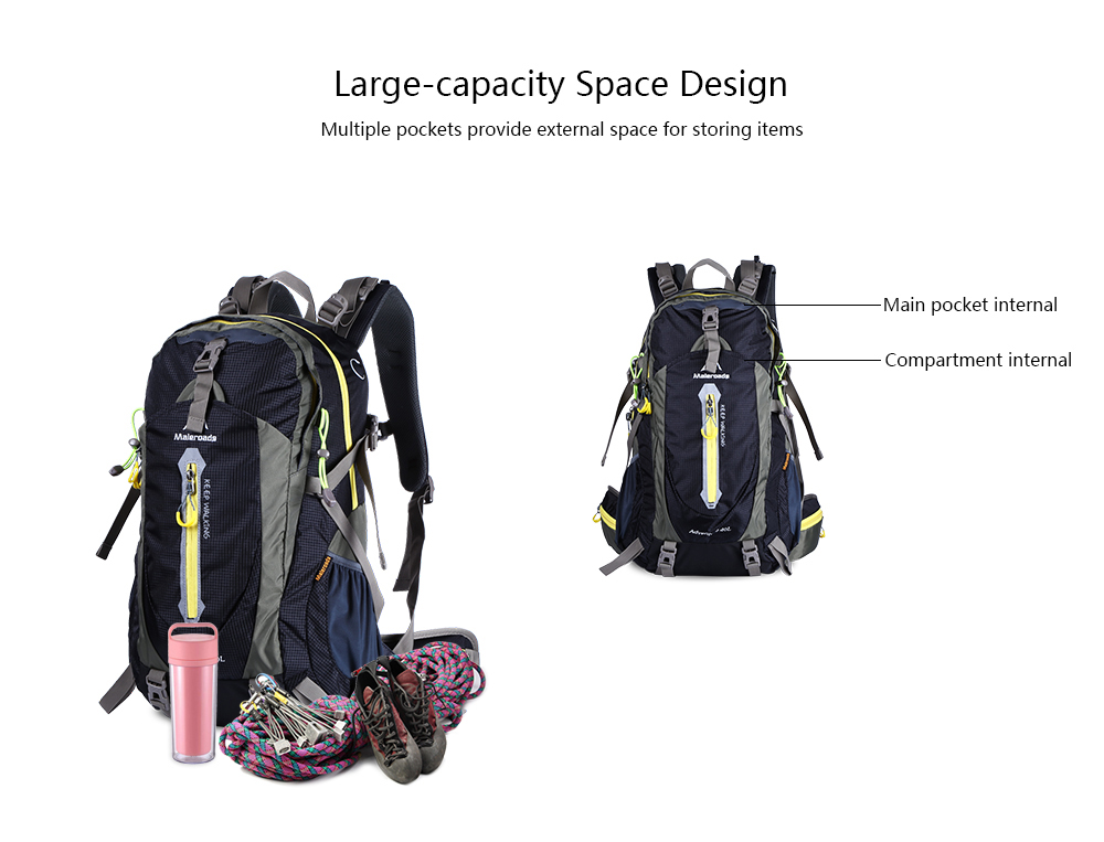 Maleroads 40L Outdoor Sports Backpack Hiking Camping Water Resistant Nylon Bike Rucksack Bag Maleroads 40L Outdoor Sports Backpack Hiking Camping Water Resistant Nylon Bike Rucksack Bag