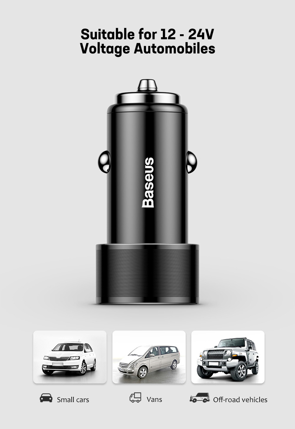Baseus Small Screw Charging Set Dual USB Car Charger + USB to 8 Pin Cable Black 1M Baseus Small Screw Charging Set Dual USB Car Charger + USB to 8 Pin Cable Black 1M
