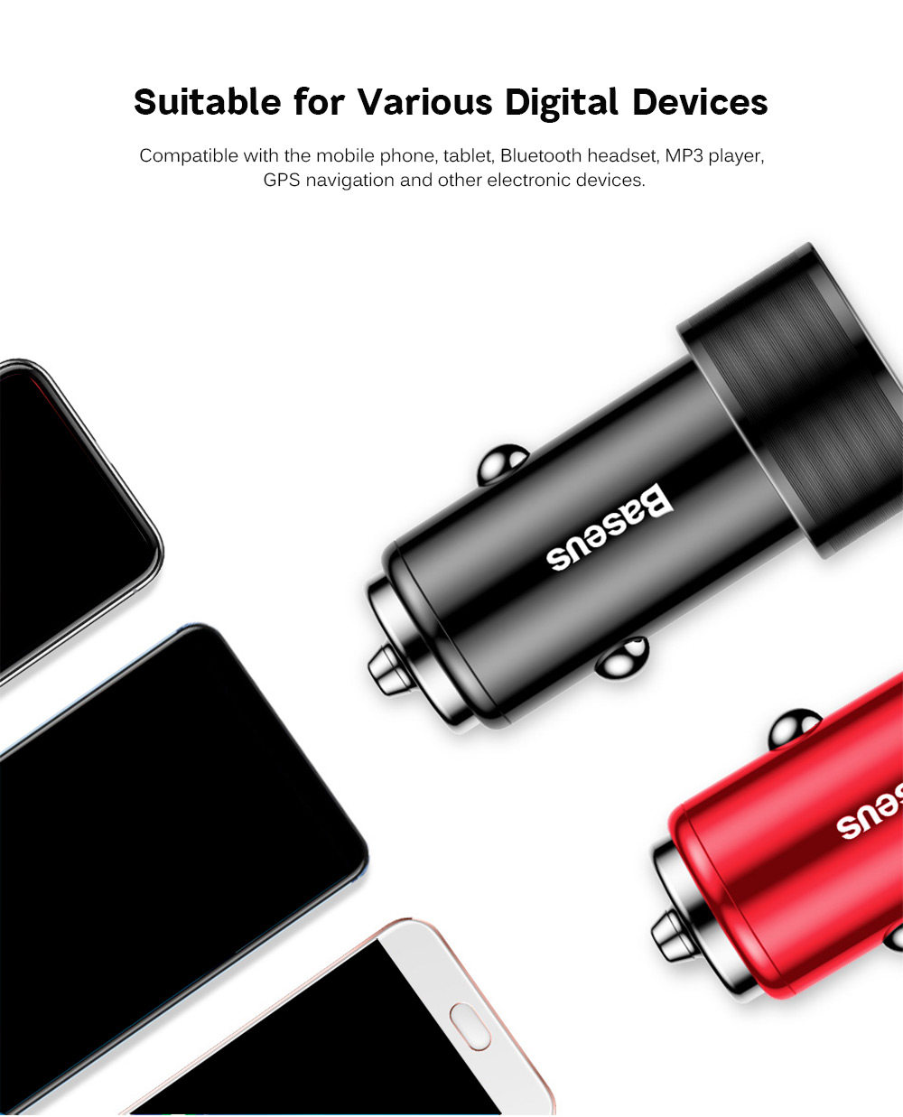 Baseus BSC - C15N Small Screw 3.4A Dual USB Car Charger Aluminium Alloy Baseus BSC - C15N Small Screw 3.4A Dual USB Car Charger Aluminium Alloy