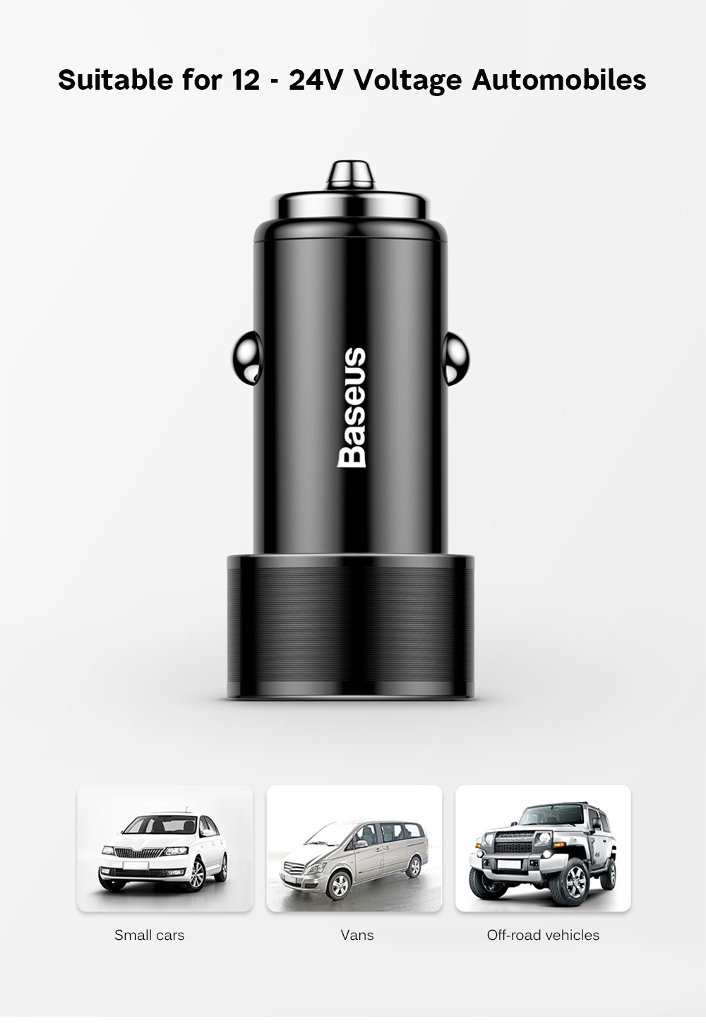 Baseus BSC - C15N Small Screw 3.4A Dual USB Car Charger Aluminium Alloy Baseus BSC - C15N Small Screw 3.4A Dual USB Car Charger Aluminium Alloy