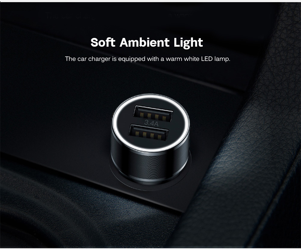 Baseus BSC - C15N Small Screw 3.4A Dual USB Car Charger Aluminium Alloy Baseus BSC - C15N Small Screw 3.4A Dual USB Car Charger Aluminium Alloy