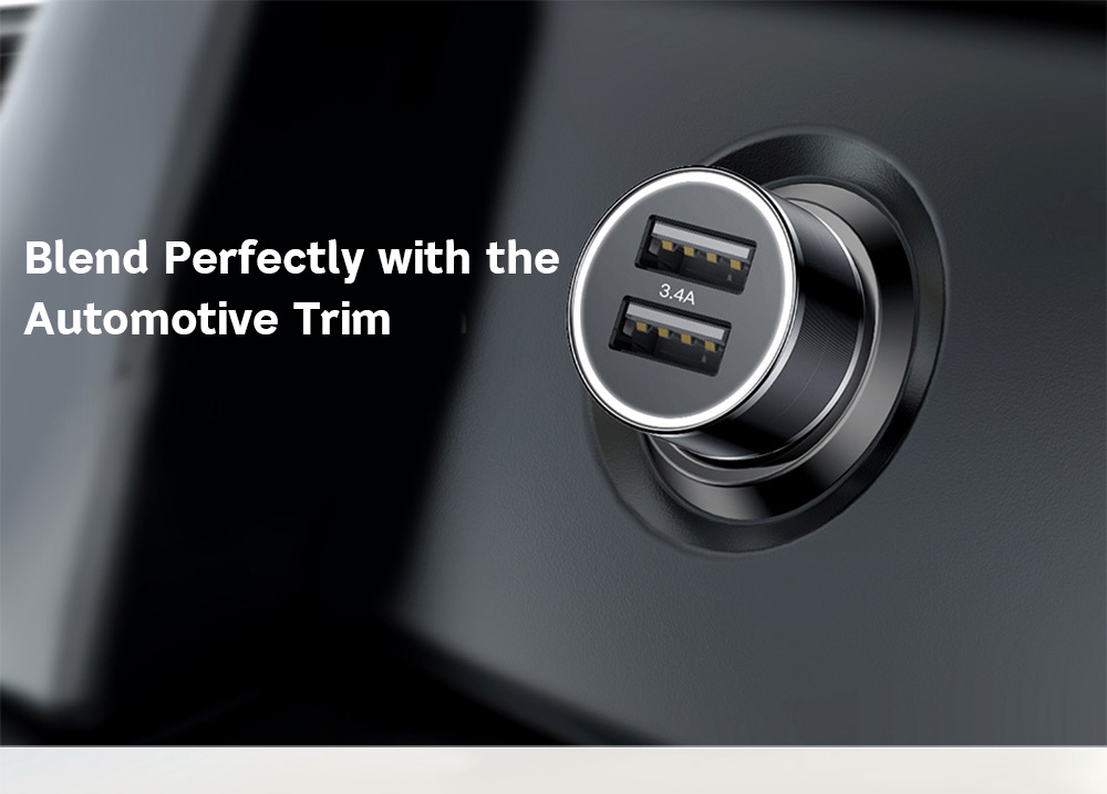 Baseus BSC - C15N Small Screw 3.4A Dual USB Car Charger Aluminium Alloy Baseus BSC - C15N Small Screw 3.4A Dual USB Car Charger Aluminium Alloy