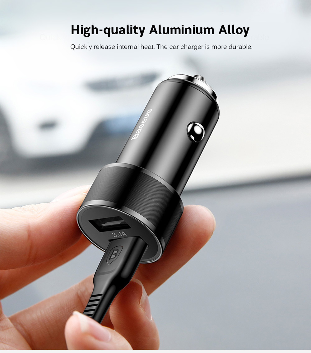 Baseus BSC - C15N Small Screw 3.4A Dual USB Car Charger Aluminium Alloy Baseus BSC - C15N Small Screw 3.4A Dual USB Car Charger Aluminium Alloy