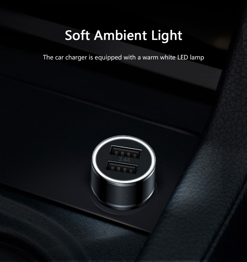 Baseus Small Screw Charging Set Dual USB Car Charger   USB to Type-C Cable Black 1M