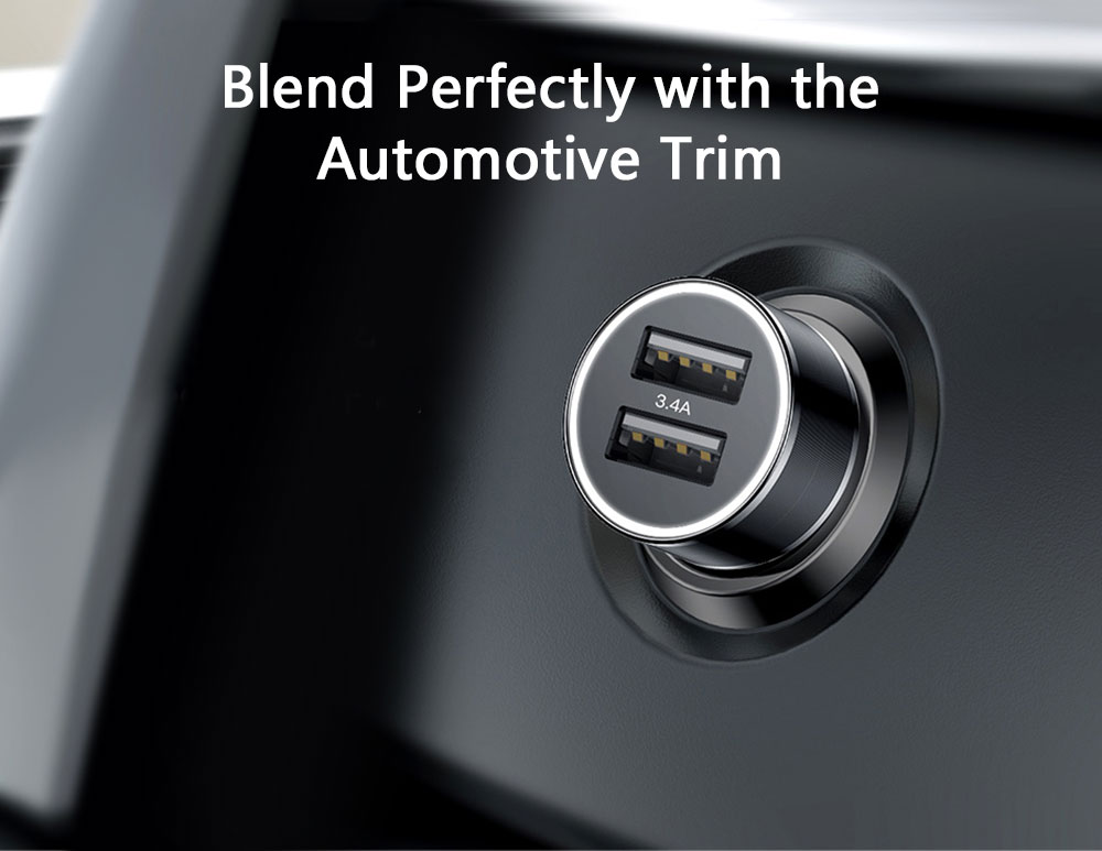 Baseus Small Screw Charging Set Dual USB Car Charger   USB to Type-C Cable Black 1M