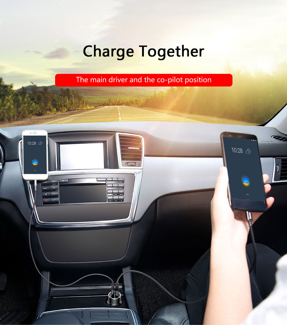 Baseus Small Screw Charging Set Dual USB Car Charger   USB to Type-C Cable Black 1M