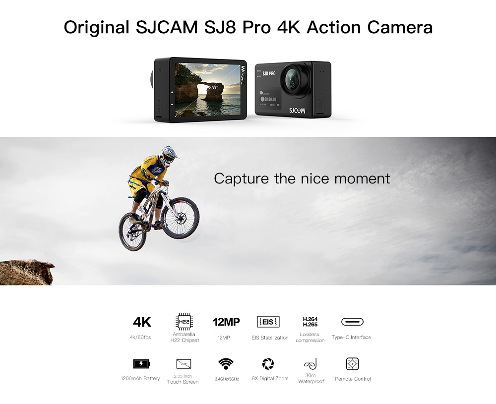 Original SJCAM SJ8 Pro 4K 60fps Dual Touch Screen WiFi Action Camera Original SJCAM SJ8 Pro 4K 60fps Dual Touch Screen WiFi Action Camera