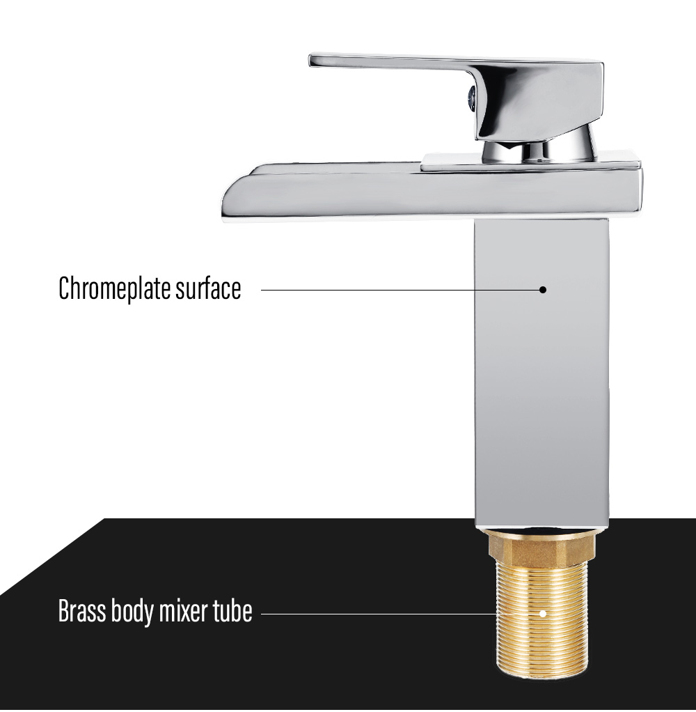 Bathroom Waterfall Faucet Single Handle Spout Sink Mixer Tap Bathroom Waterfall Faucet Single Handle Spout Sink Mixer Tap