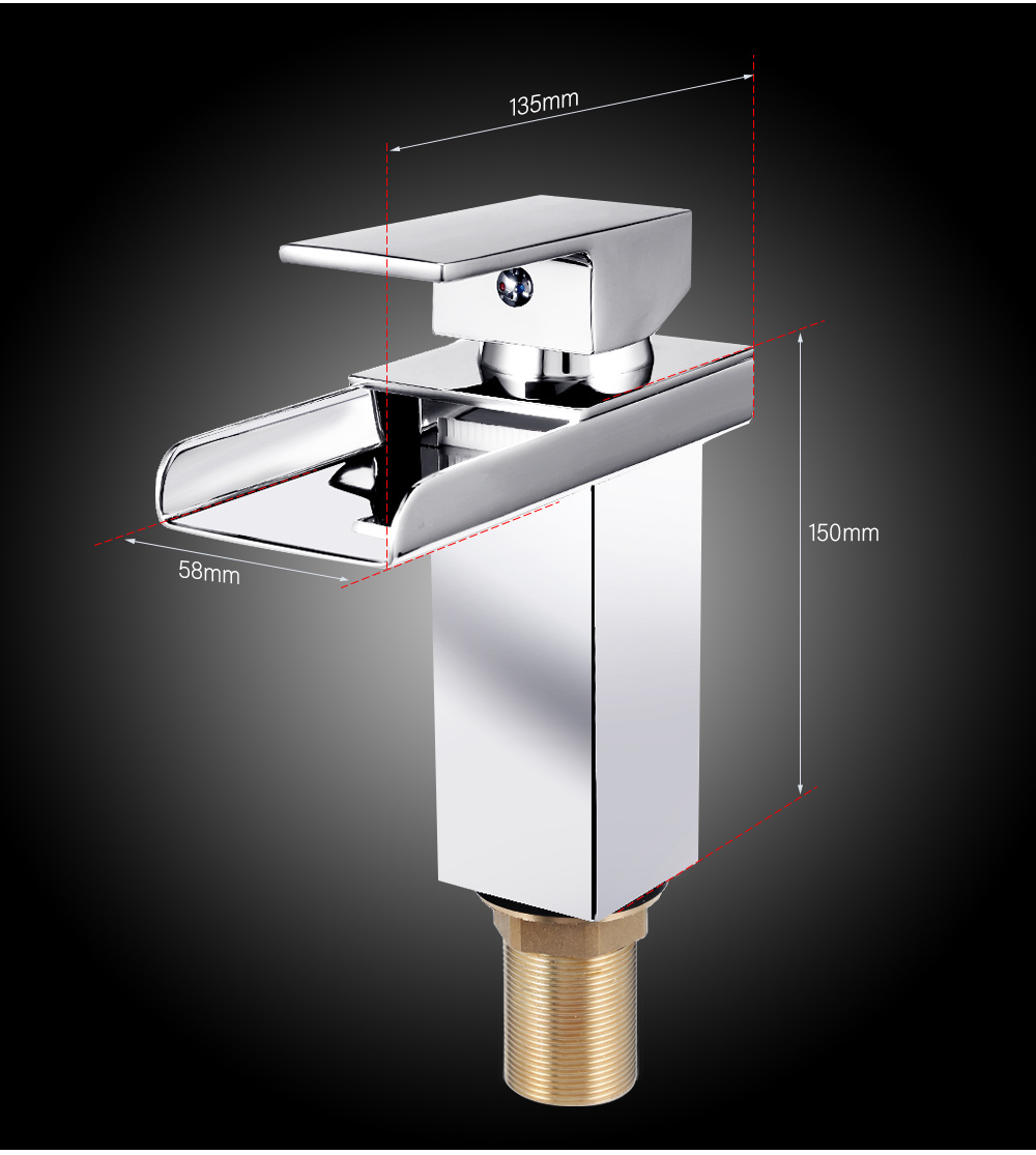 Bathroom Waterfall Faucet Single Handle Spout Sink Mixer Tap Bathroom Waterfall Faucet Single Handle Spout Sink Mixer Tap