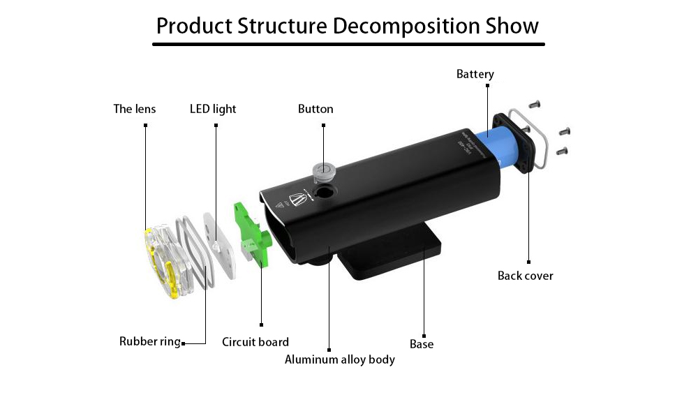WHEELUP Rechargeable Bicycle Light Mountain Bike Cycling Accessory WHEELUP Rechargeable Bicycle Light Mountain Bike Cycling Accessory