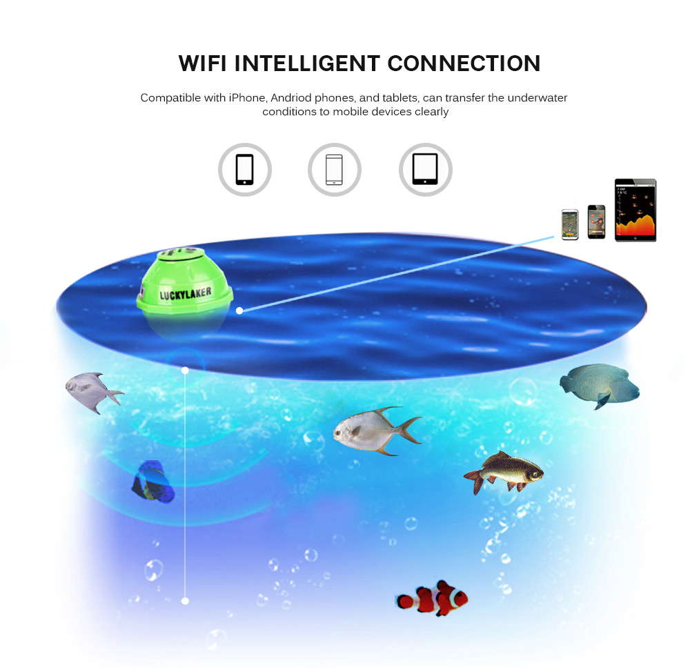 LUCKY FF916 WiFi Intelligent Fish Finder Underwater Sonar with Magnifier