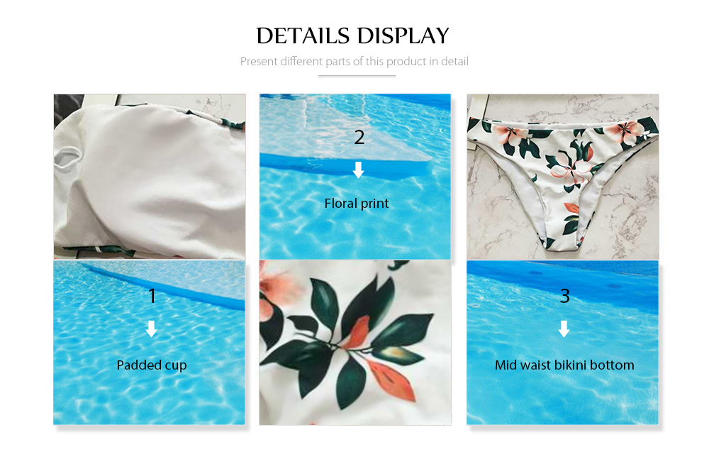 Sexy Strapless Padded Floral Print Mid Waist Women Bikini Set Sexy Strapless Padded Floral Print Mid Waist Women Bikini Set