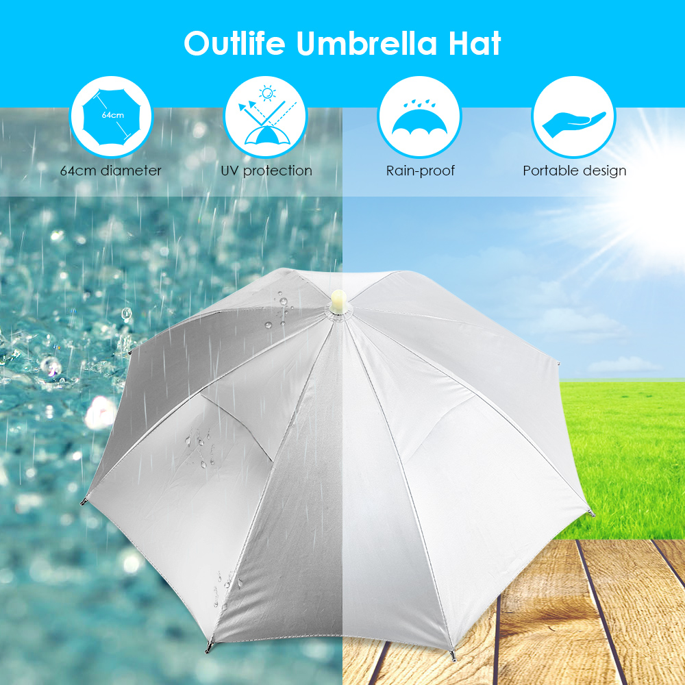 Outlife 26670 64cm Diameter Fishing Gardening Folding Umbrella Hat 