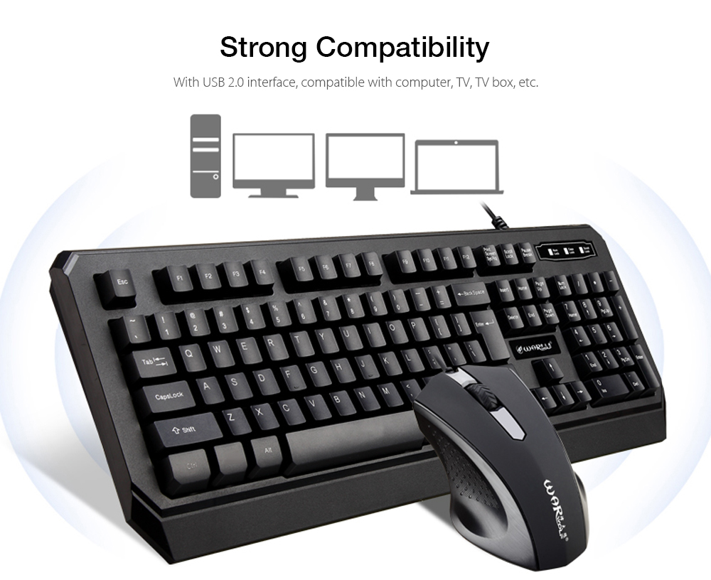 Warwolf KM - 722 Wired Keyboard Mouse Suit 104 Keys Warwolf KM - 722 Wired Keyboard Mouse Suit 104 Keys