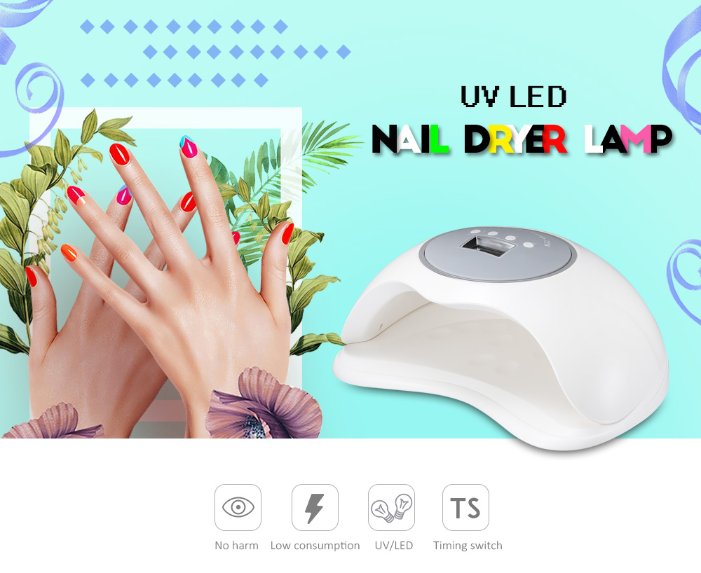 BQ - 72W 36 LEDs UV LED Manicure Tool Curing Nail Gel Dryer Lamp for Home Salon 
