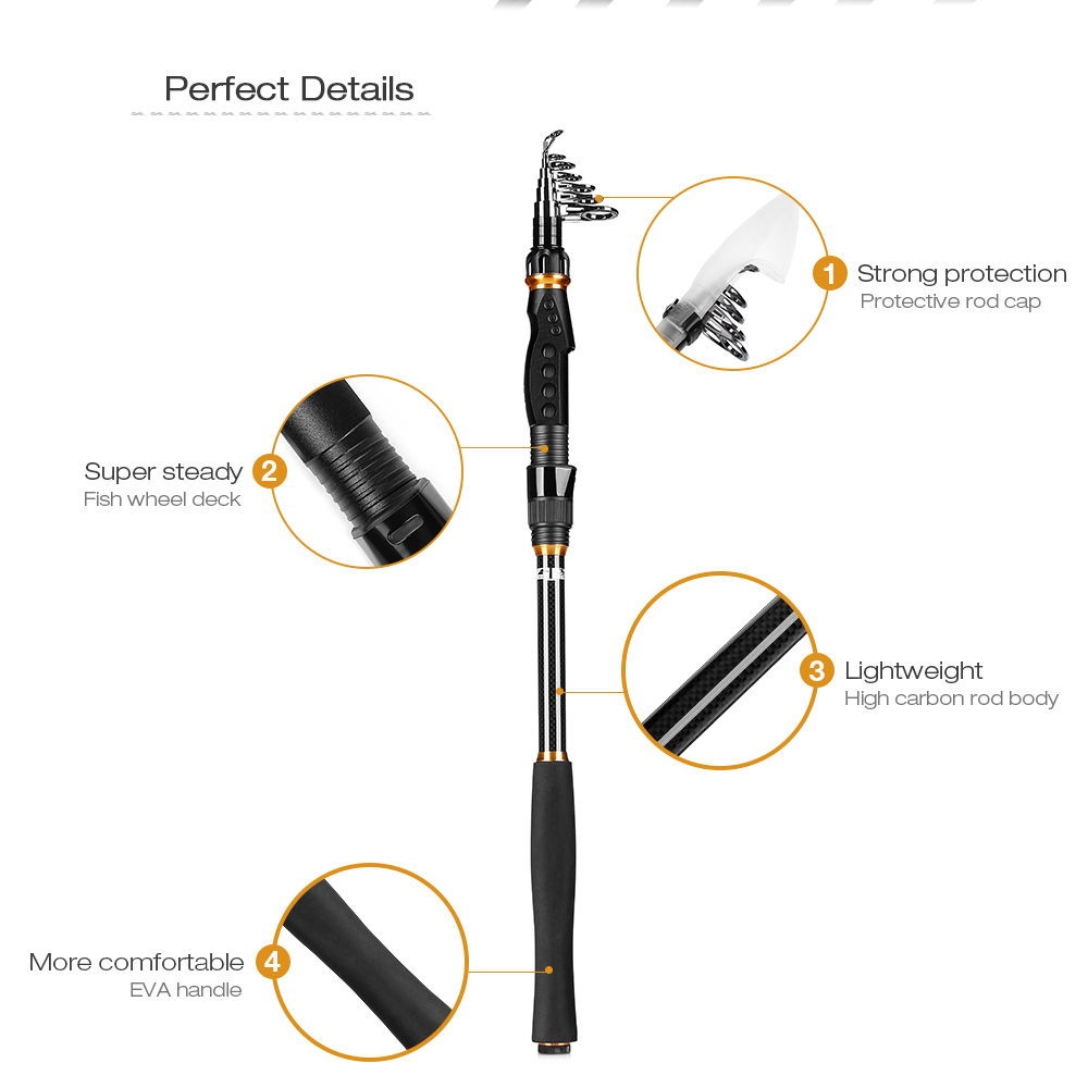 Outlife 27554 High Carbon Fiber Fishing Rod Fish Pole Equipment