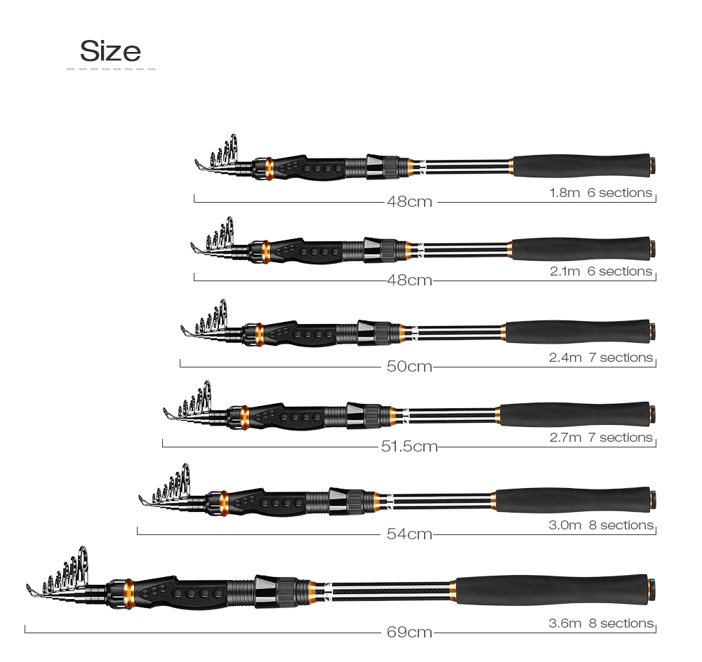 Outlife 27554 High Carbon Fiber Fishing Rod Fish Pole Equipment