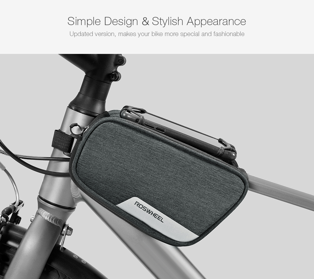 ROSWHEEL 121461 Bicycle Top Tube Pannier Bike Frame Bag with Phone Mount Holder ROSWHEEL 121461 Bicycle Top Tube Pannier Bike Frame Bag with Phone Mount Holder