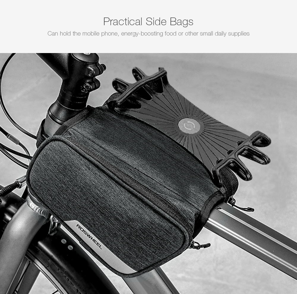 ROSWHEEL 121461 Bicycle Top Tube Pannier Bike Frame Bag with Phone Mount Holder ROSWHEEL 121461 Bicycle Top Tube Pannier Bike Frame Bag with Phone Mount Holder