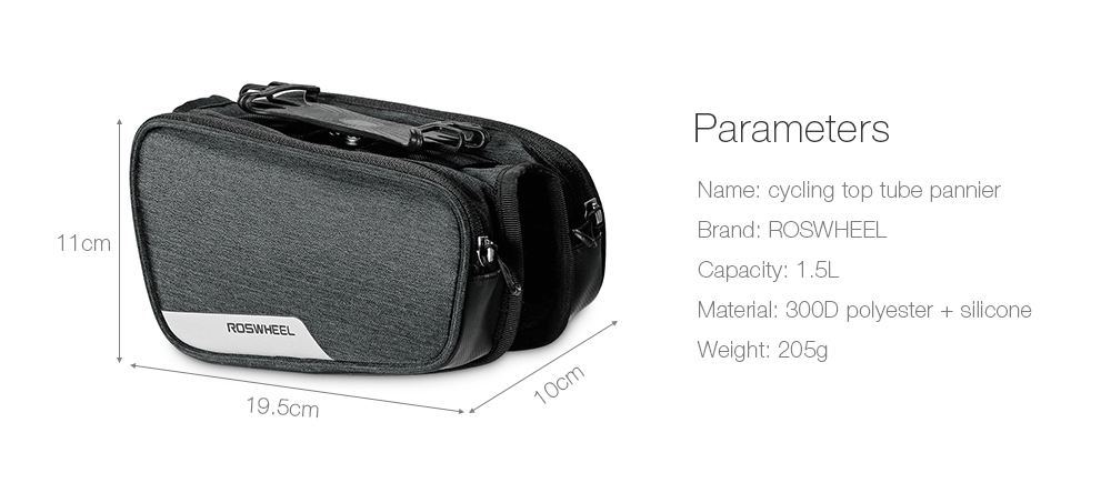 ROSWHEEL 121461 Bicycle Top Tube Pannier Bike Frame Bag with Phone Mount Holder ROSWHEEL 121461 Bicycle Top Tube Pannier Bike Frame Bag with Phone Mount Holder