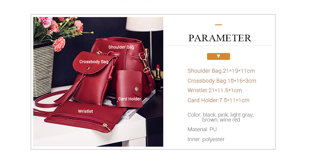 4pcs Elegant Tassel Women Shoulder Crossbody Composite Bag Card Holder Wristlet 4pcs Elegant Tassel Women Shoulder Crossbody Composite Bag Card Holder Wristlet
