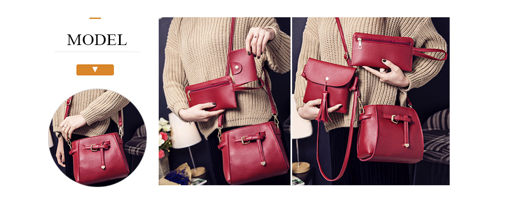 4pcs Elegant Tassel Women Shoulder Crossbody Composite Bag Card Holder Wristlet 4pcs Elegant Tassel Women Shoulder Crossbody Composite Bag Card Holder Wristlet