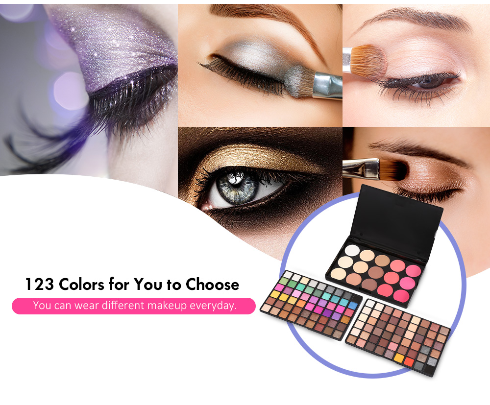 POPFEEL 123 Colors Pearl Matte Eyeshadow Blush Powder Cosmetic Makeup Palette  