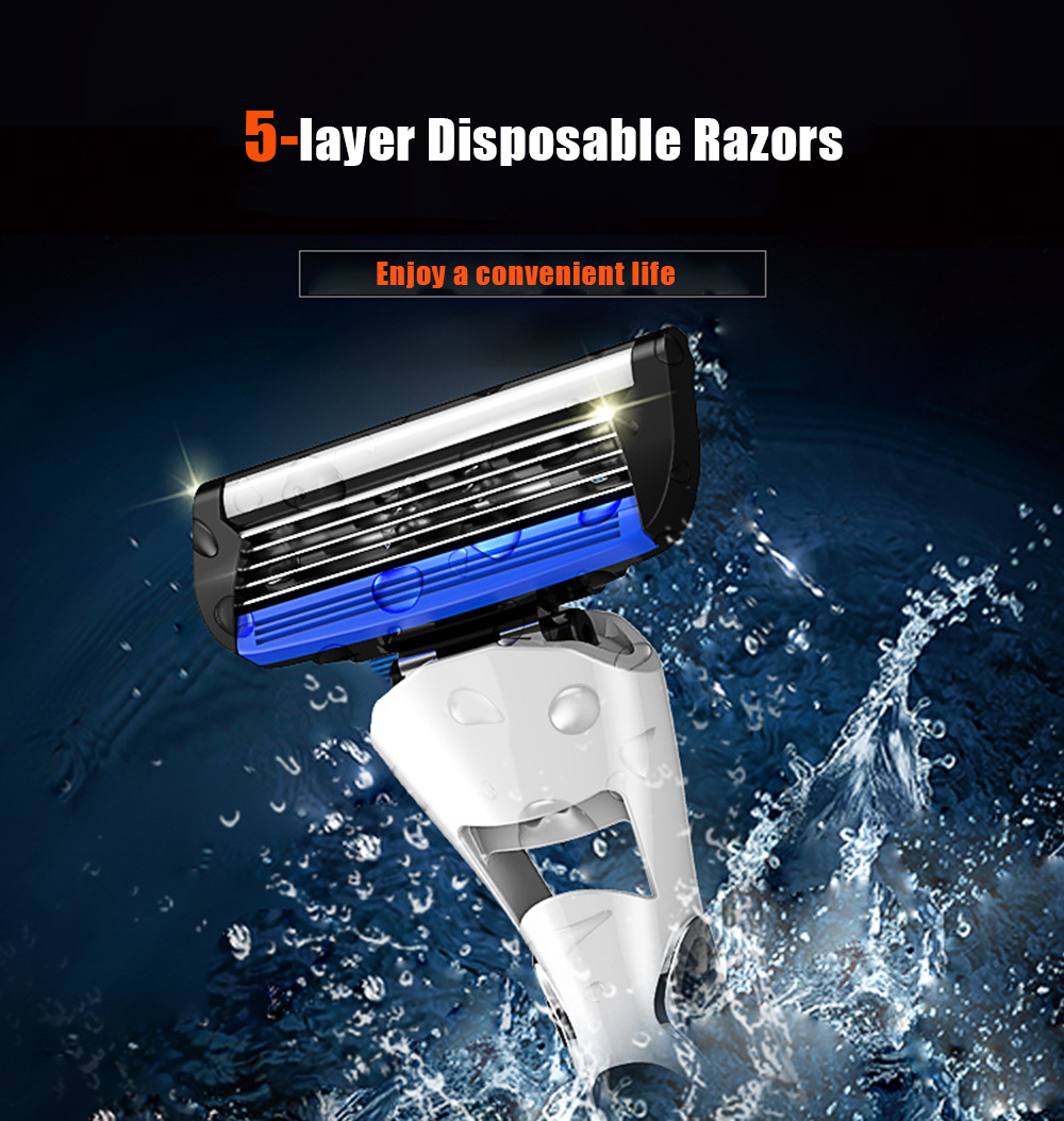 KL - 483L0 5-layer Blade Disposable Razor Men Hotel Manual Shaver with 12 Replaceable Head
