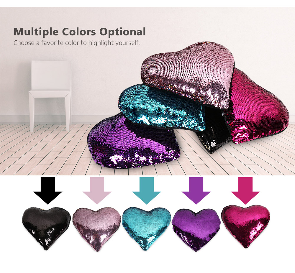 Heart-shaped Shining Sequins Writable Pillow PP Cotton for Bedroom Sofa Car Heart-shaped Shining Sequins Writable Pillow PP Cotton for Bedroom Sofa Car
