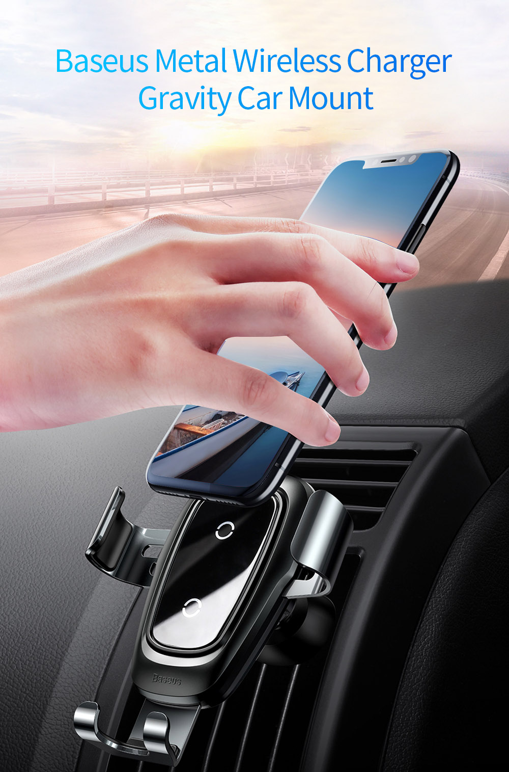 Baseus Metal Wireless Charger Gravity Car Mount 10W for 4 - 6.5 inch Mobile Phones Baseus Metal Wireless Charger Gravity Car Mount 10W for 4 - 6.5 inch Mobile Phones