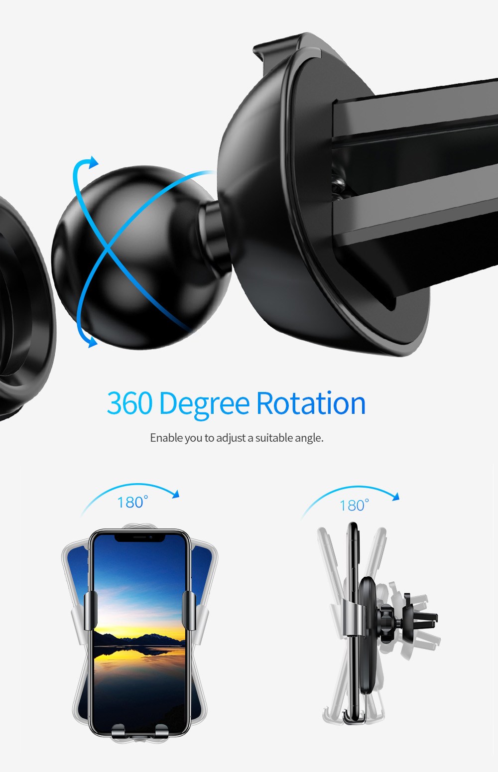 Baseus Metal Wireless Charger Gravity Car Mount 10W for 4 - 6.5 inch Mobile Phones Baseus Metal Wireless Charger Gravity Car Mount 10W for 4 - 6.5 inch Mobile Phones