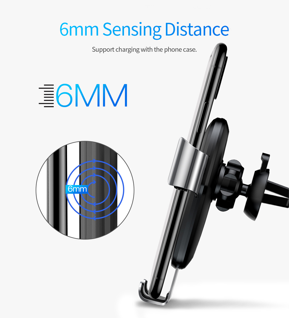 Baseus Metal Wireless Charger Gravity Car Mount 10W for 4 - 6.5 inch Mobile Phones Baseus Metal Wireless Charger Gravity Car Mount 10W for 4 - 6.5 inch Mobile Phones