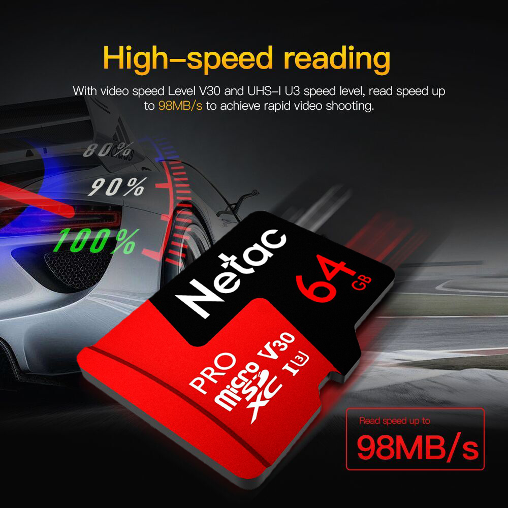 Netac P500 PRO TF Card 98MB/s 30MB/s 64GB