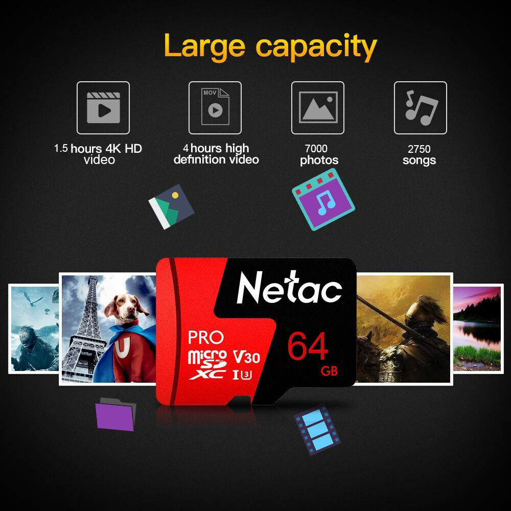 Netac P500 PRO TF Card 98MB/s 30MB/s 64GB