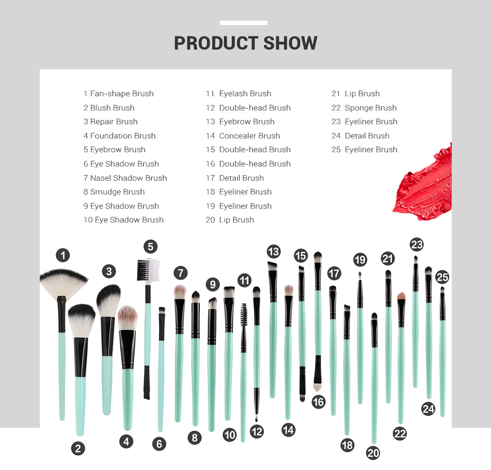 25pcs Makeup Brushes Foundation Power Blush Eye Shadow Eyebrow Lip Beauty Tool 25pcs Makeup Brushes Foundation Power Blush Eye Shadow Eyebrow Lip Beauty Tool