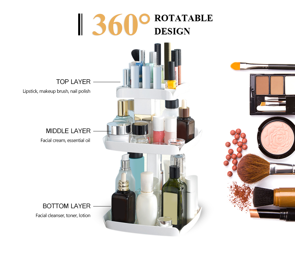 Multifunctional Cosmetics Makeup 3-layer Rotatable Storage Box Holder Multifunctional Cosmetics Makeup 3-layer Rotatable Storage Box Holder