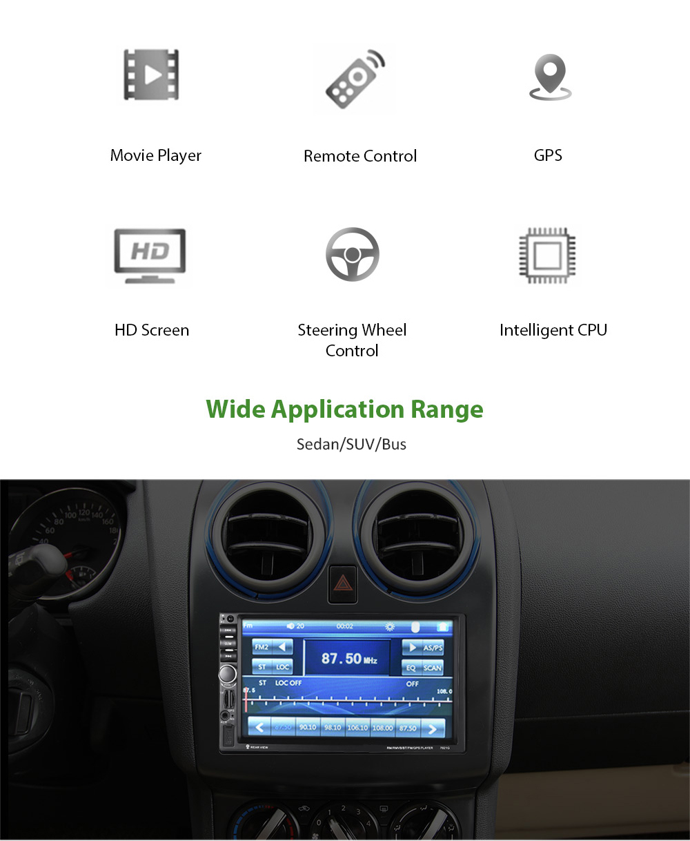 Rectangle 7021G 7 inch Car MP5 Player Bluetooth FM Radio GPS with Built-in Map
