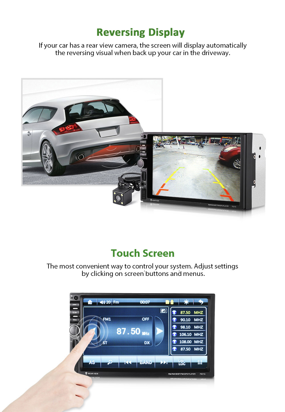 Rectangle 7021G 7 inch Car MP5 Player Bluetooth FM Radio GPS with Built-in Map