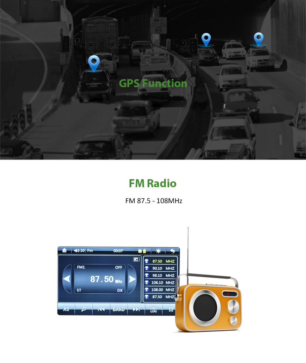 Rectangle 7021G 7 inch Car MP5 Player Bluetooth FM Radio GPS with Built-in Map