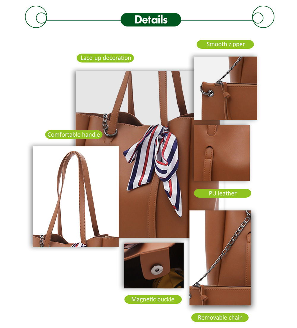 2pcs Casual Women Shoulder Tote PU Leather Composite Bag Female Handbag Clutch 2pcs Casual Women Shoulder Tote PU Leather Composite Bag Female Handbag Clutch