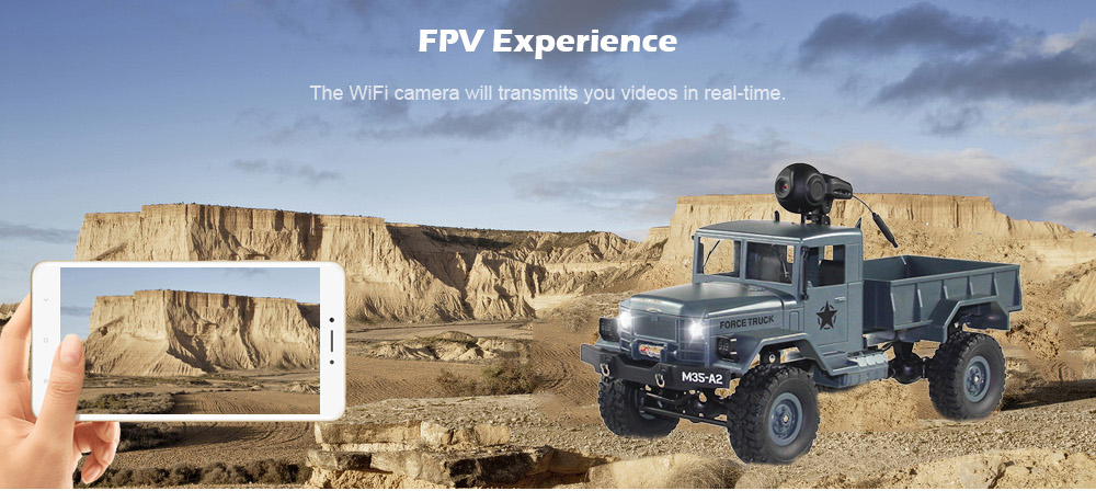 FY001A 1/16 WiFi 0.3MP Brushed Military Truck 2.4G 4WD Off-road Car RTR with Front Light FY001A 1/16 WiFi 0.3MP Brushed Military Truck 2.4G 4WD Off-road Car RTR with Front Light