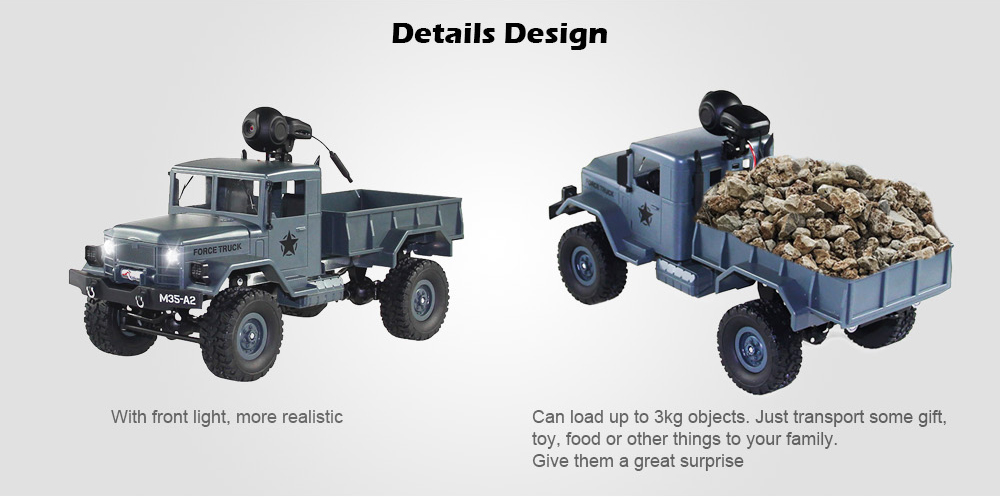 FY001A 1/16 WiFi 0.3MP Brushed Military Truck 2.4G 4WD Off-road Car RTR with Front Light FY001A 1/16 WiFi 0.3MP Brushed Military Truck 2.4G 4WD Off-road Car RTR with Front Light