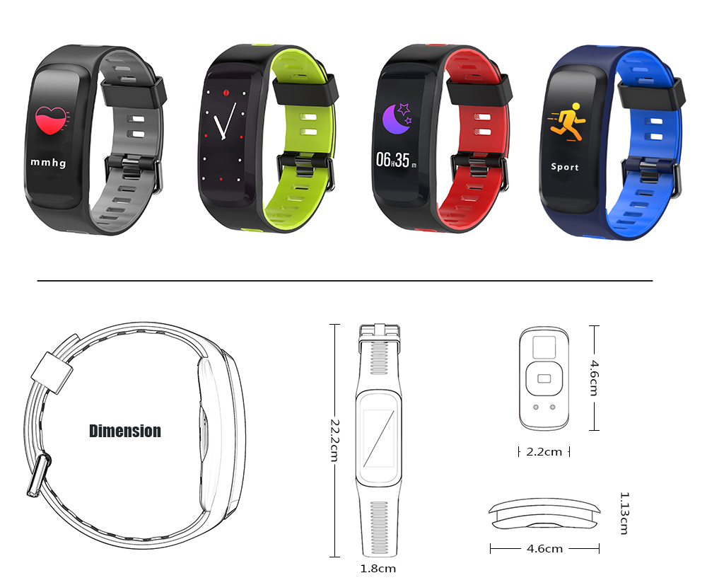 NO.1 F4 Colorful Sports Smart Bracelet IP68 Waterproof Heart Rate / Sleep / Blood Pressure / Blood Oxygen Monitor