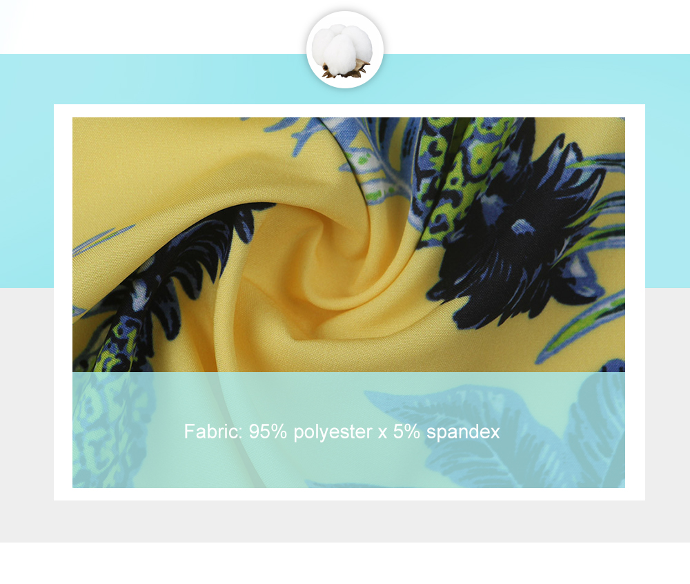Lady Chic Pineapple Flowers Waisted Boat Neck Sleeveless Dress for Women Lady Chic Pineapple Flowers Waisted Boat Neck Sleeveless Dress for Women