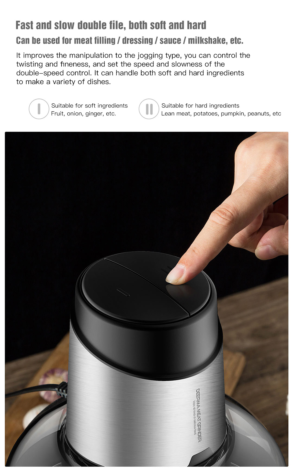 Deerma DEM - JR01 Stainless Steel Meat Grinder Chopper from Xiaomi Youpin Deerma DEM - JR01 Stainless Steel Meat Grinder Chopper from Xiaomi Youpin