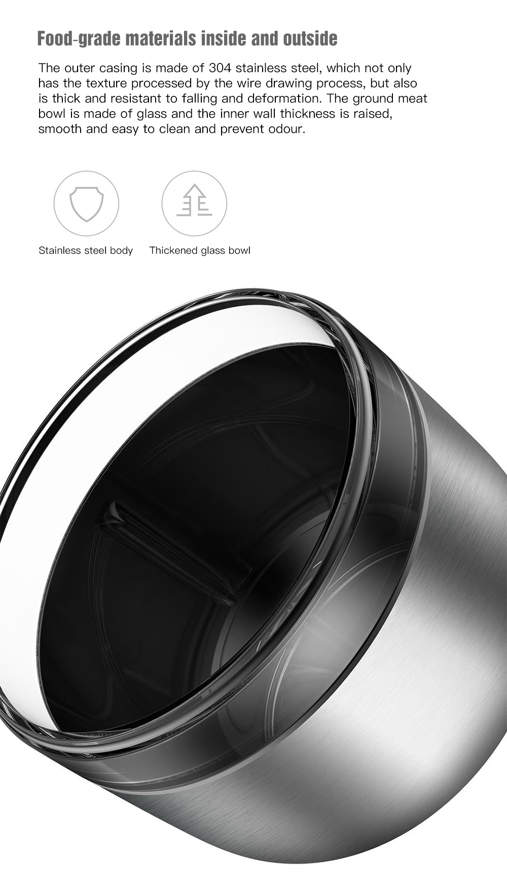 Deerma DEM - JR01 Stainless Steel Meat Grinder Chopper from Xiaomi Youpin Deerma DEM - JR01 Stainless Steel Meat Grinder Chopper from Xiaomi Youpin